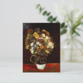 Still Life Vase mit Zinnias Van Gogh Fine Art Postkarte (Stehend Vorderseite)