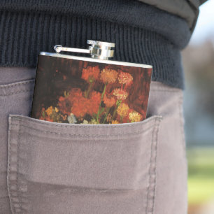 Still Life Vase mit Zinnias von Vincent van Gogh Flachmann