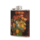 Still Life Vase mit Zinnias von Vincent van Gogh Flachmann (Links)