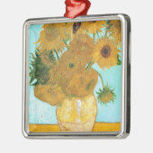 Still Life - Vase mit zwölf Sonnenblumen van Gogh Silbernes Ornament (Links)