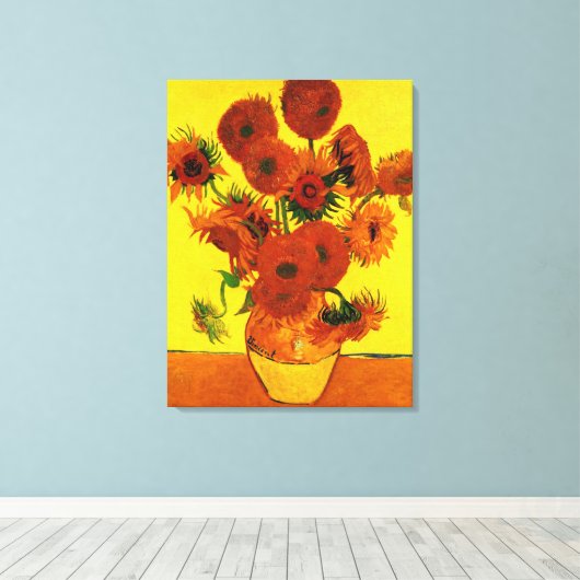Still Life Vase w 15 Sonnenblumen Vincent van Gogh Leinwanddruck (Insitu (Holzboden))