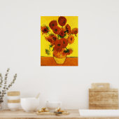 Still Life Vase w 15 Sonnenblumen Vincent van Gogh Poster (Küche)