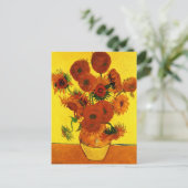 Still Life Vase w 15 Sonnenblumen Vincent van Gogh Postkarte (Stehend Vorderseite)
