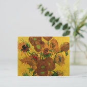 Still Life Vase w 15 Sonnenblumen Vincent van Gogh Postkarte (Stehend Vorderseite)
