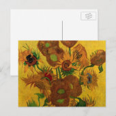 Still Life Vase w 15 Sonnenblumen Vincent van Gogh Postkarte (Vorne/Hinten)