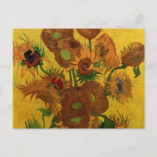 Still Life Vase w 15 Sonnenblumen Vincent van Gogh Postkarte (Vorderseite)