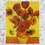 Still Life Vase w 15 Sonnenblumen Vincent van Gogh Puzzle<br><div class="desc">Still Life: Vase mit 15 Sonnenblumen von Vincent van Gogh ist ein Vintager Kunst Post-Impressionismus noch Leben Blumenmalerei. Ein wunderschönes Bouquet mit frisch geschnittenen gelben und orangefarbenen Sonnenblumen aus einem Sommergarten in voller Blüte. Über den Künstler: Vincent Willem van Gogh (1853-1890) war einer der berühmtesten postimpressionistischen Maler seiner Zeit. Seine...</div>