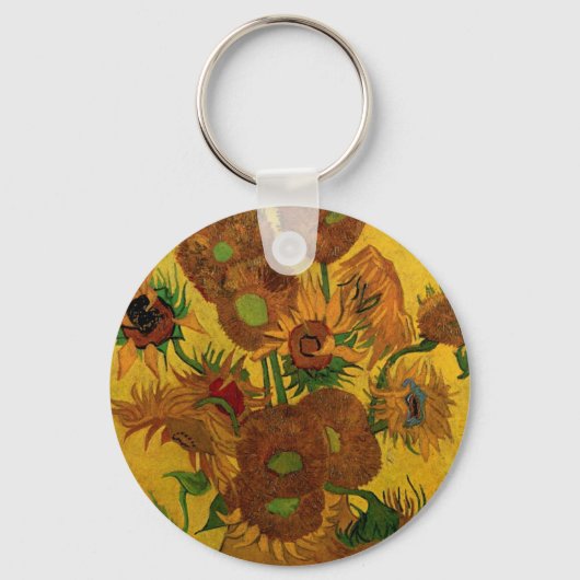 Still Life Vase w 15 Sonnenblumen Vincent van Gogh Schlüsselanhänger (Vorderseite)