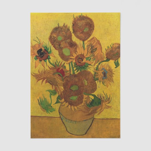 Still Life Vase w 15 Sonnenblumen Vincent van Gogh Seidenpapier (Vorderseite)