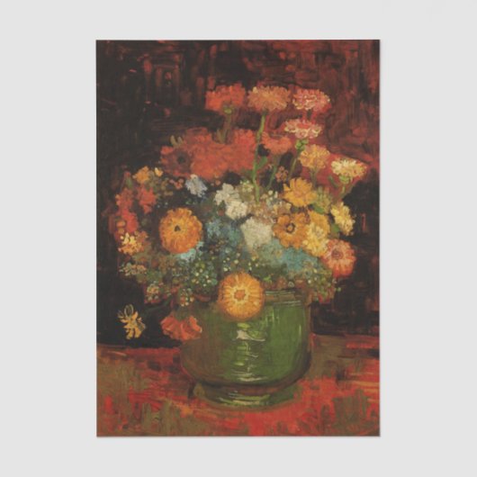 Still Life Vase with Zinnias by Vincent van Gogh Seidenpapier (Vorderseite)