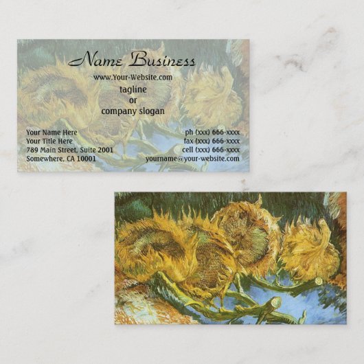 Still Life Vier Sonnenblume schneiden von Vincent Visitenkarte (Vorne/Hinten)