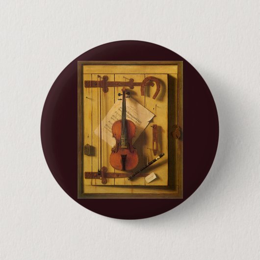 Still Life Violin and Music von William Harnett Button (Vorderseite)