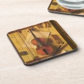 Still Life Violin and Music von William Harnett Getränkeuntersetzer (Linke Seite)