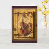 Still Life Violin and Music von William Harnett Karte (Gelbe Blume)