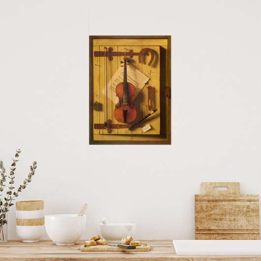 Still Life Violin and Music von William Harnett Poster (Küche)