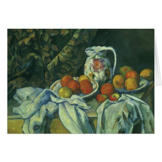 Still Life, Vorhang und Pitcher von Paul Cezanne (Vorderseite (Horizontal))