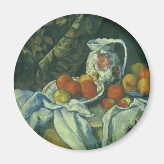 Still Life, Vorhang und Pitcher von Paul Cezanne Magnet (Vorne)