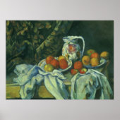 Still Life, Vorhang und Pitcher von Paul Cezanne Poster (Vorne)