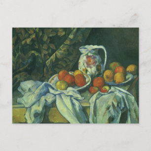 Still Life, Vorhang und Pitcher von Paul Cezanne Postkarte