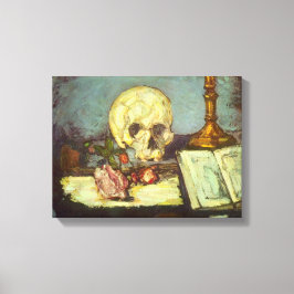 Still Life w Skull, Candle, Book by Paul Cezanne Leinwanddruck