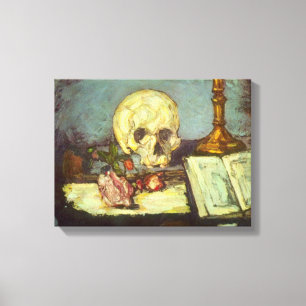 Still Life w Skull, Candle, Book by Paul Cezanne Leinwanddruck