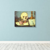 Still Life w Skull, Candle, Book by Paul Cezanne Leinwanddruck (Insitu (Holzboden))