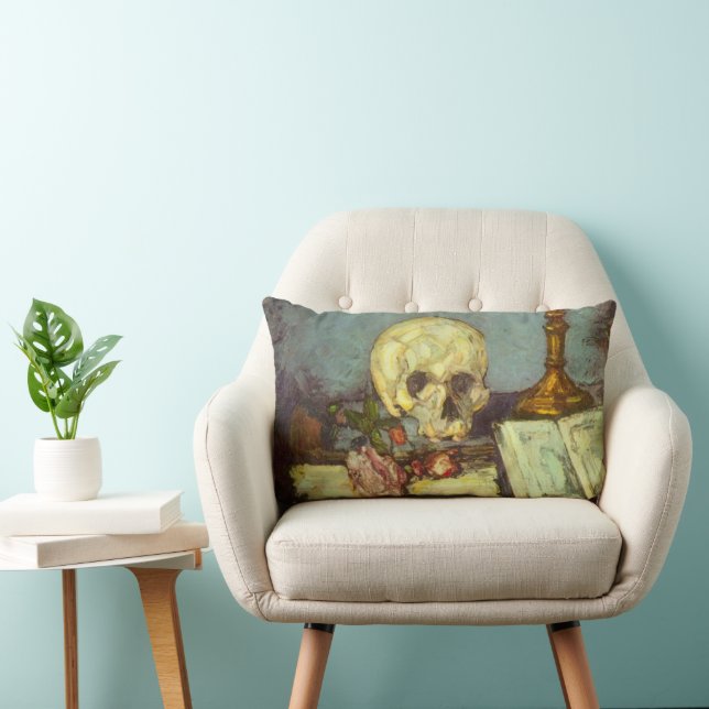 Still Life w Skull, Candle, Book by Paul Cezanne Lendenkissen (Stuhl )