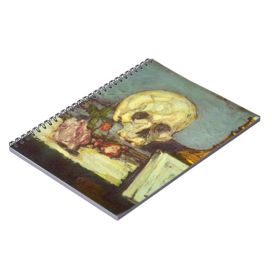 Still Life w Skull, Candle, Book by Paul Cezanne Notizblock (Linke Seite)