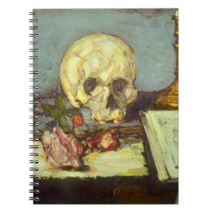 Still Life w Skull, Candle, Book by Paul Cezanne Notizblock