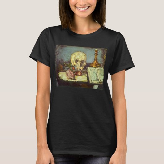 Still Life w Skull, Candle, Book by Paul Cezanne T-Shirt (Vorderseite)