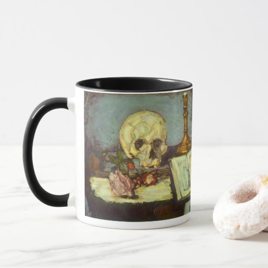 Still Life w Skull, Candle, Book by Paul Cezanne Tasse (Mit Donut)