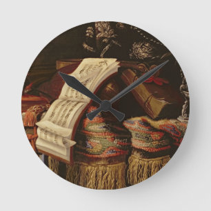 Still Life with a Book of Sheet Music Runde Wanduhr