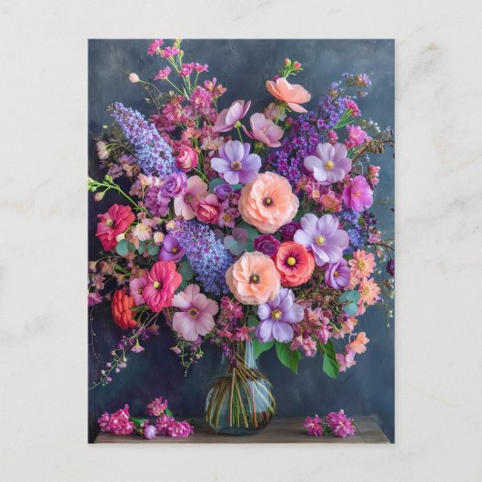 Still Life with Delphiniums and Ranunculus Postkarte (Vorderseite)