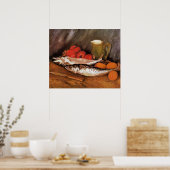 Still Life with Mackerels, lemons, tomatoes, Poster (Küche)