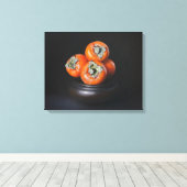 Still Life with Persimmons on Black Background Leinwanddruck (Insitu (Holzboden))