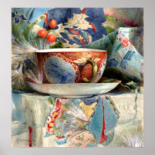 Still Life with Tee Cup by Samuel Colman Poster (Vorne)