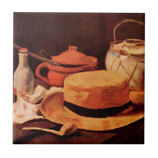Still Life Yellow Straw Hat von Vincent van Gogh Fliese (Vorderseite)
