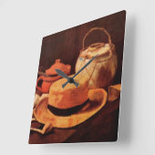 Still Life Yellow Straw Hat von Vincent van Gogh Quadratische Wanduhr (Winkel)