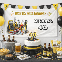 Still Shocking at 40 Electrician Birthday Party Banner
