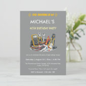 Still Shocking at 40 Electrician Birthday Party Einladung (Stehend Vorderseite)