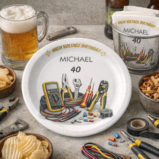 Still Shocking at 40 Electrician Birthday Party Pappteller