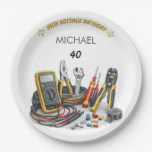 Still Shocking at 40 Electrician Birthday Party Pappteller (Vorderseite)