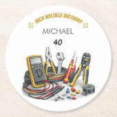 Still Shocking at 40 Electrician Birthday Party Runder Pappuntersetzer (Vorderseite)