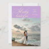 Still Smiling Elegant Wedding Photo Wisteria Dankeskarte (Vorderseite)