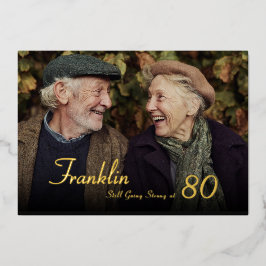 Still Strong Male 80th Photo Birthday Invitation Folieneinladung