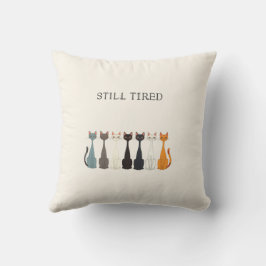Still Tired Cats - Blue Cat Mom Graphic Reversible Kissen