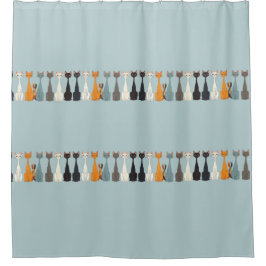 Still Tired Cats - Cat Mom Lover - Blue Graphic Duschvorhang