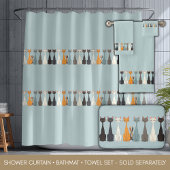 Still Tired Cats - Cat Mom Lover - Blue Graphic Duschvorhang