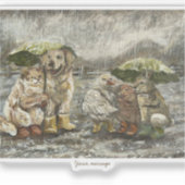 Still Together Whimsical Farmhouse Animals Rainy  Aufkleber (Vorderseite)