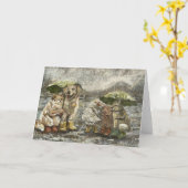 Still Together Whimsical Farmhouse Animals Rainy Karte (Gelbe Blume)